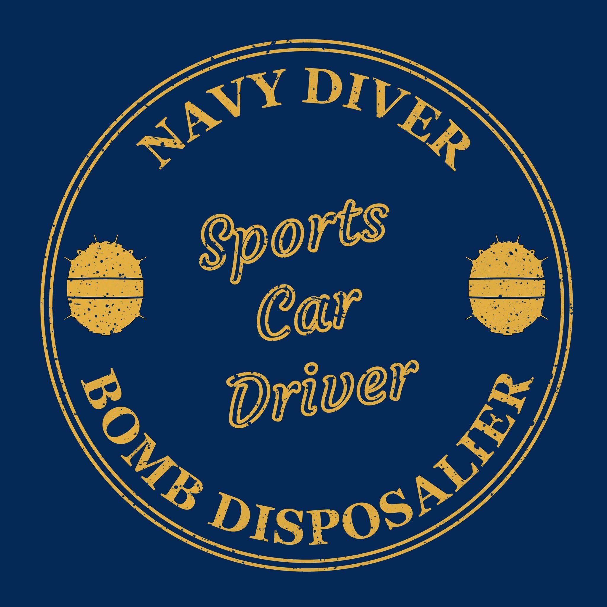 07 - Navy Diver - Sports Car Driver - T-Shirt (Printed Front and Back) - Divers Gifts