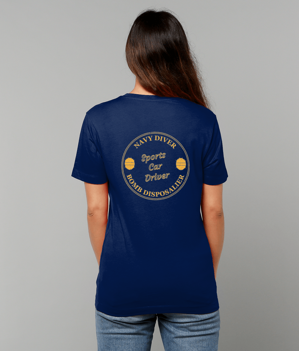 07 - Navy Diver - Sports Car Driver - T-Shirt (Printed Front and Back) - Divers Gifts