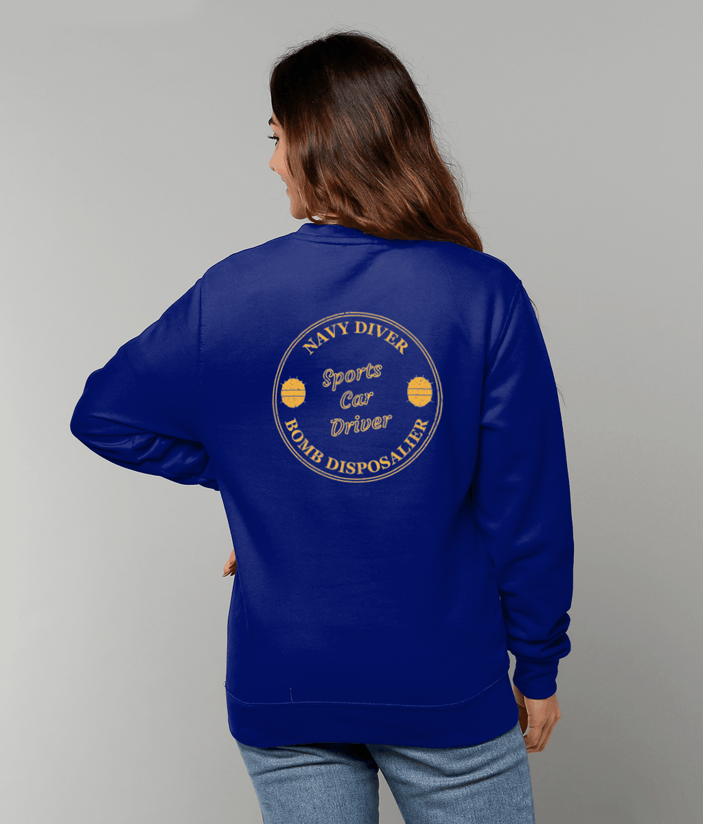 06 - Sweatshirt - Navy Diver - (Printed Front and Back) - Divers Gifts