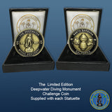 The Final Editions – No.300 of 300 Matched Triplet of Bronze Statuettes: MkV Monument, Military Diver Memorial and Deepwater Diving Monument - Divers Gifts