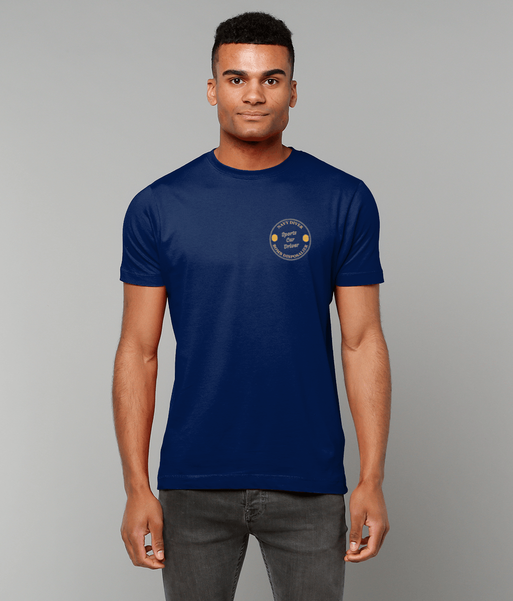 07 - Navy Diver - Sports Car Driver - T-Shirt (Printed Front and Back) - Divers Gifts