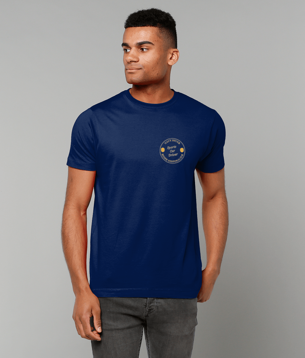 07 - Navy Diver - Sports Car Driver - T-Shirt (Printed Front and Back) - Divers Gifts