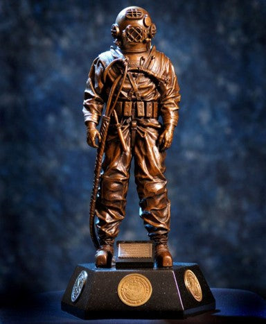 The Final Editions – No.300 of 300 Matched Triplet of Bronze Statuettes: MkV Monument, Military Diver Memorial and Deepwater Diving Monument - Divers Gifts