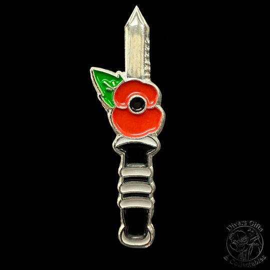 Diver's Knife Poppy Lapel Pin Remembrance Badge