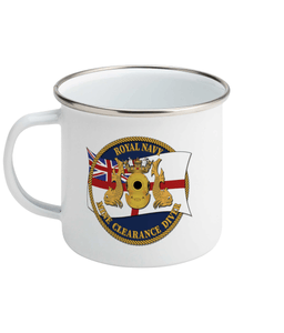 Enamel Mug 11oz Mug 65 Royal Navy Clearance Diver with White Ensign and Blue Background - Divers Gifts