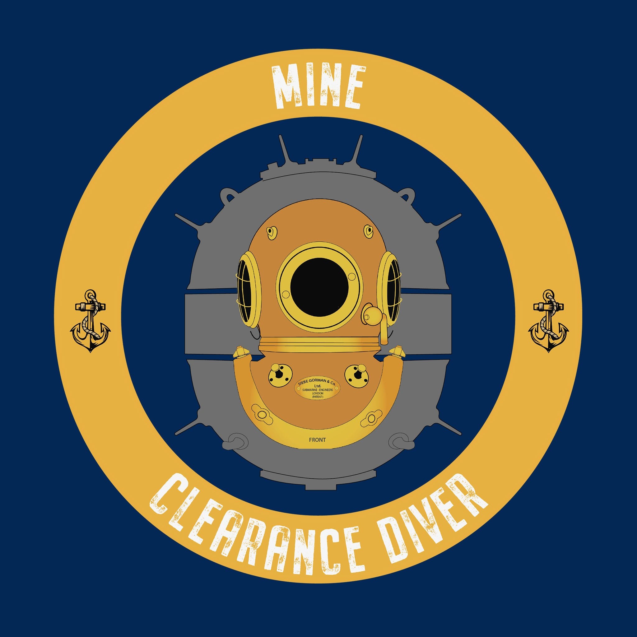 Mine Clearance Diver with Mine - T-Shirt (Printed Front and Back) - Divers Gifts