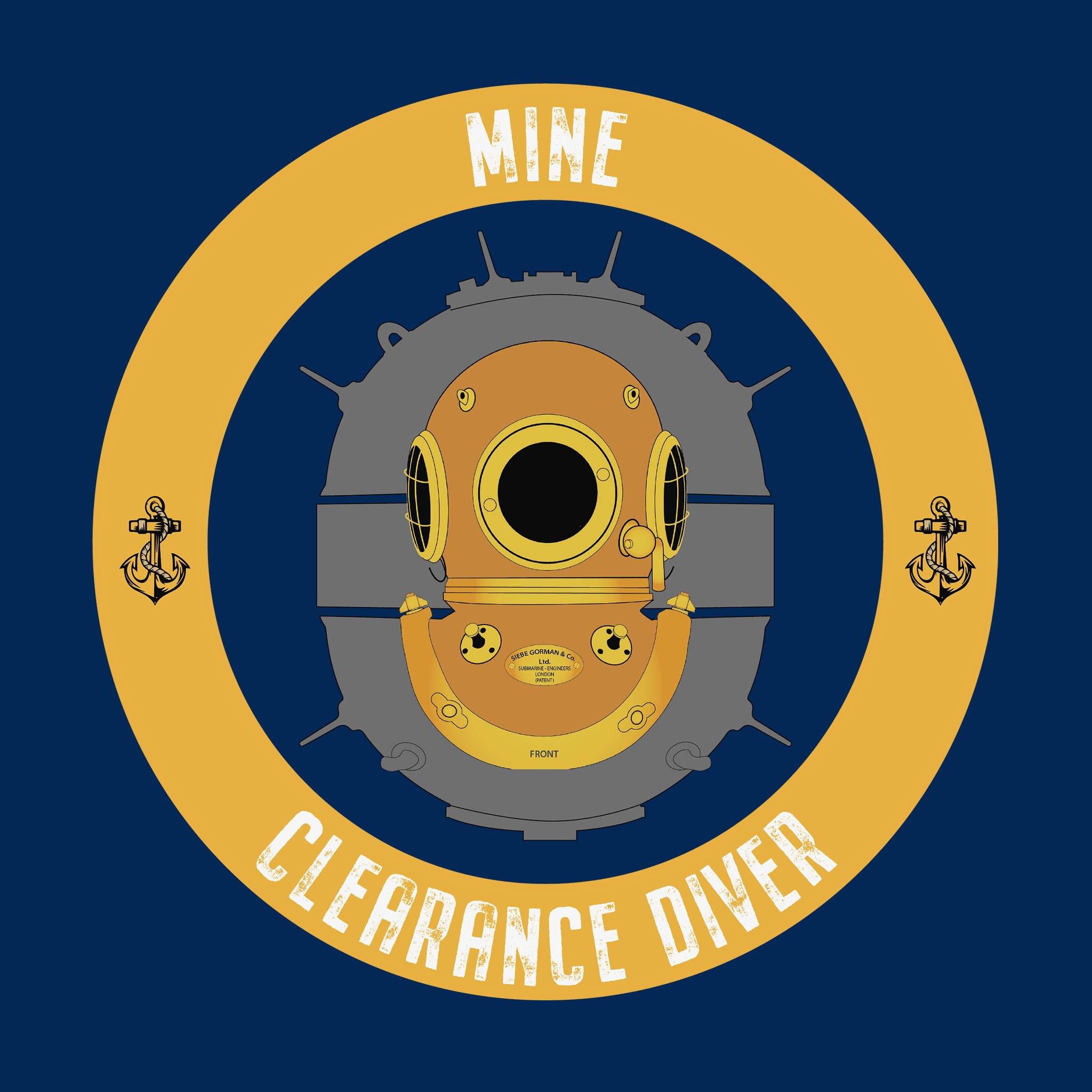 14 - Sweatshirt - Mine Clearance Diver with Mine - (Printed Front and Back) - Divers Gifts