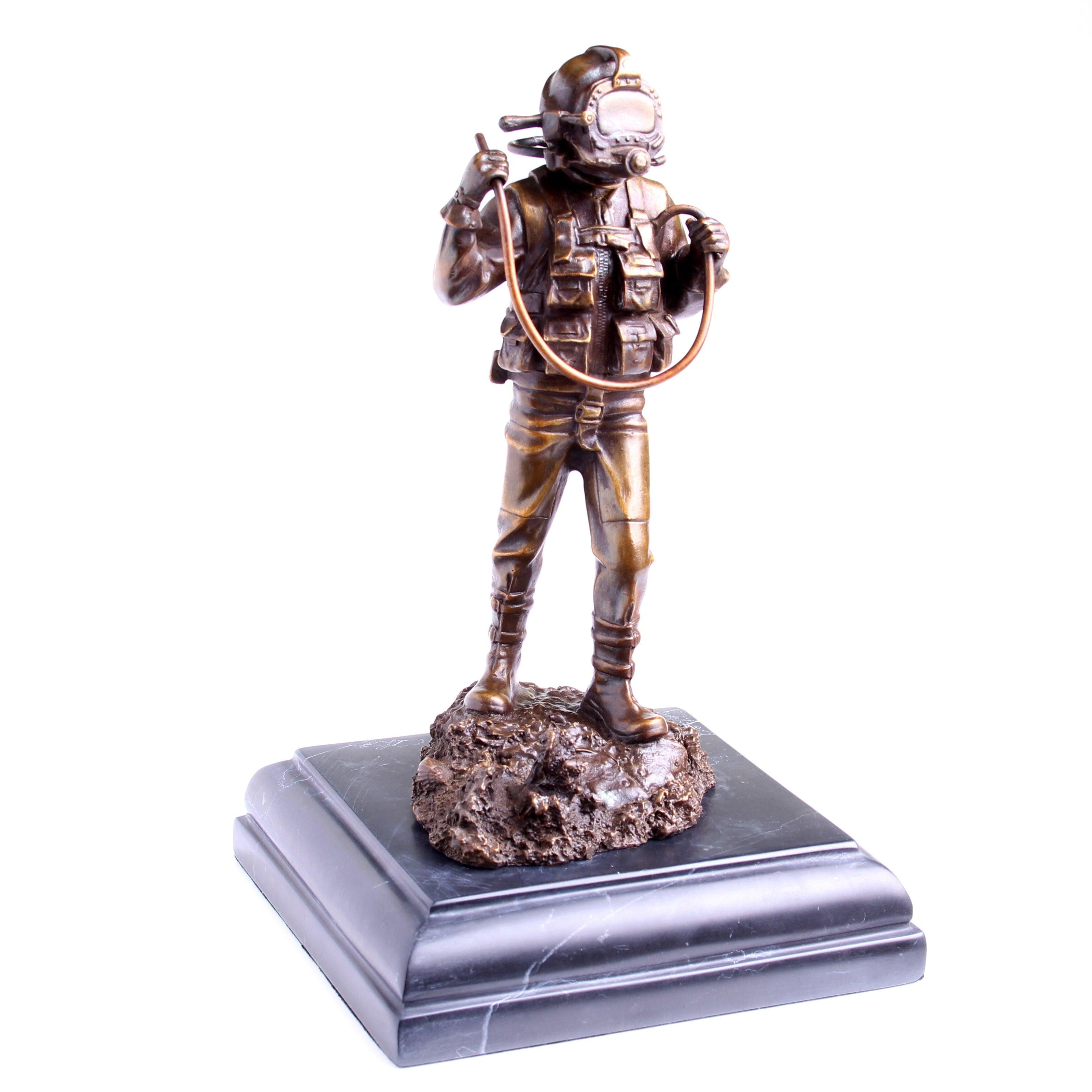 Kirby Morgan® Superlite 17 Diver in Solid Bronze on Granite Base