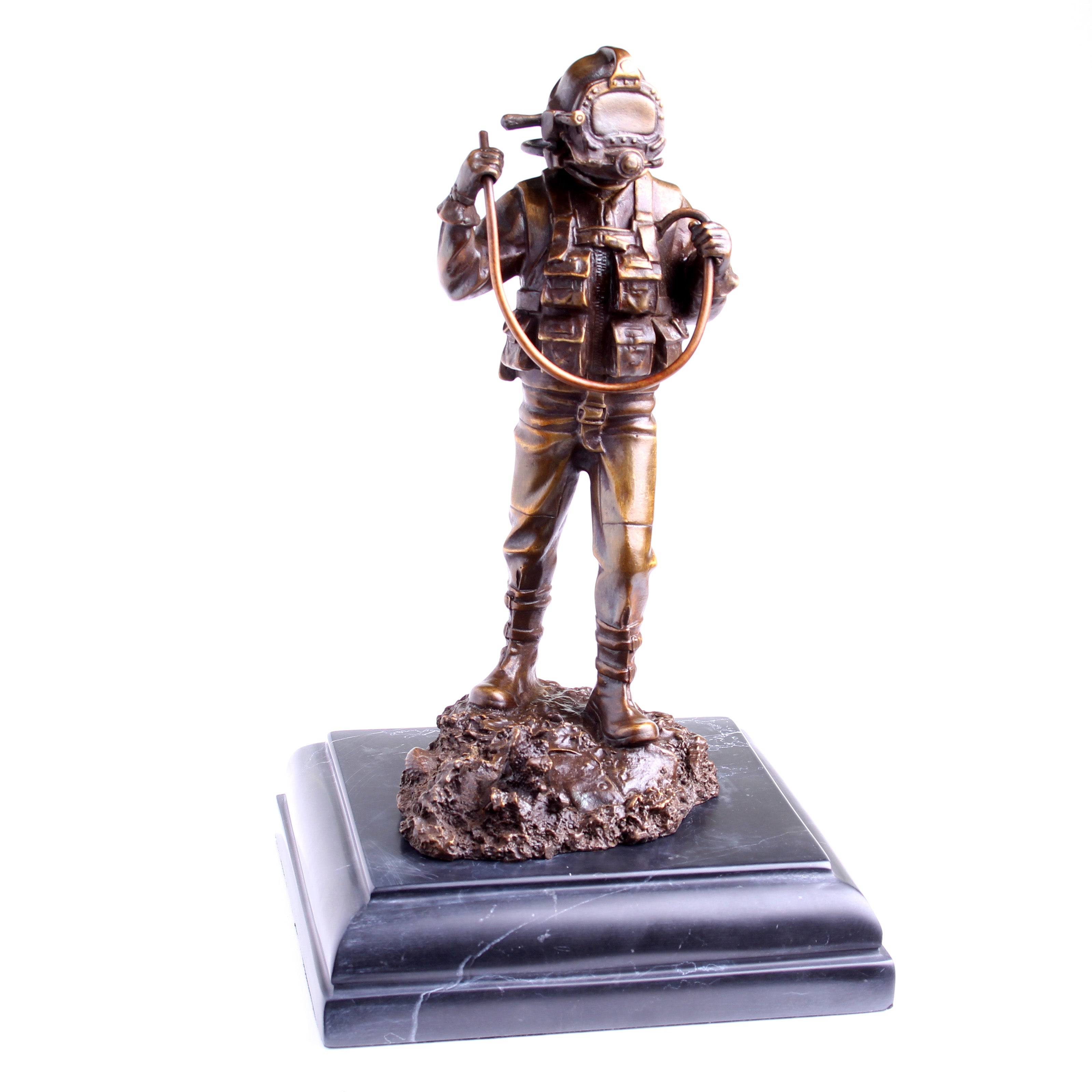 Kirby Morgan® Superlite 17 Diver in Solid Bronze on Granite Base