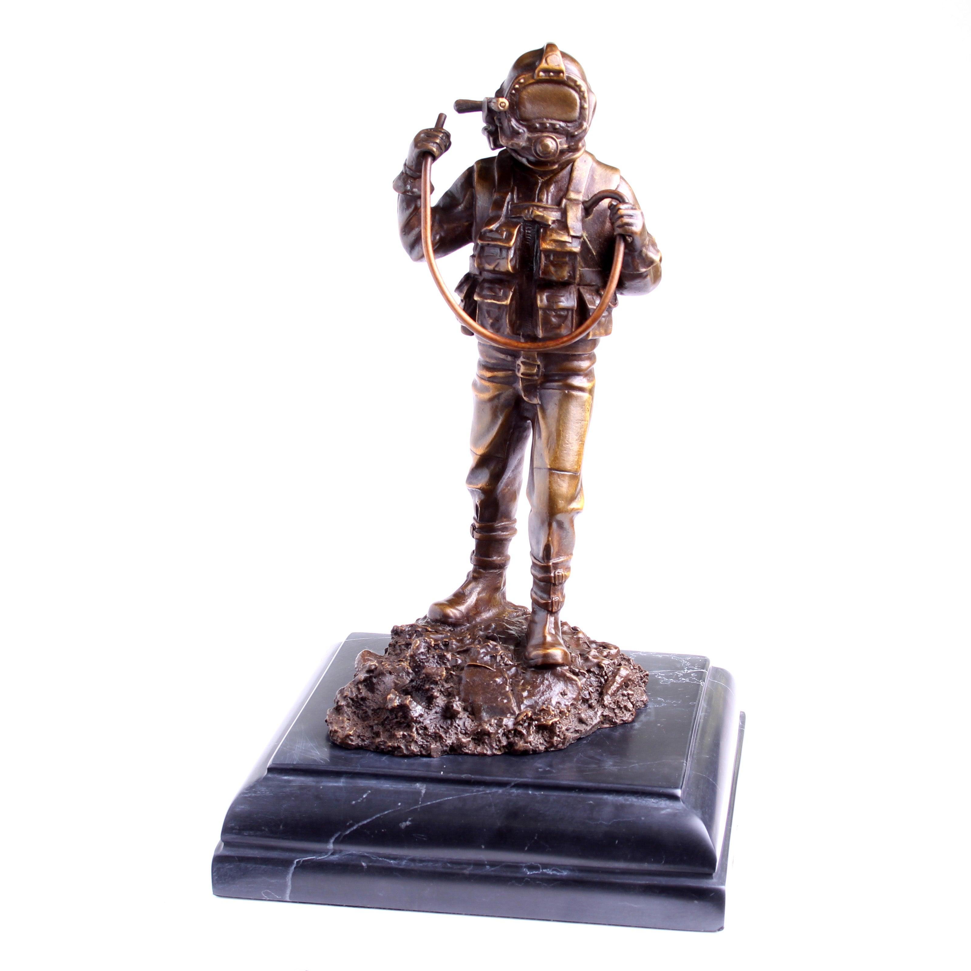 Kirby Morgan® Superlite 17 Diver in Solid Bronze on Granite Base