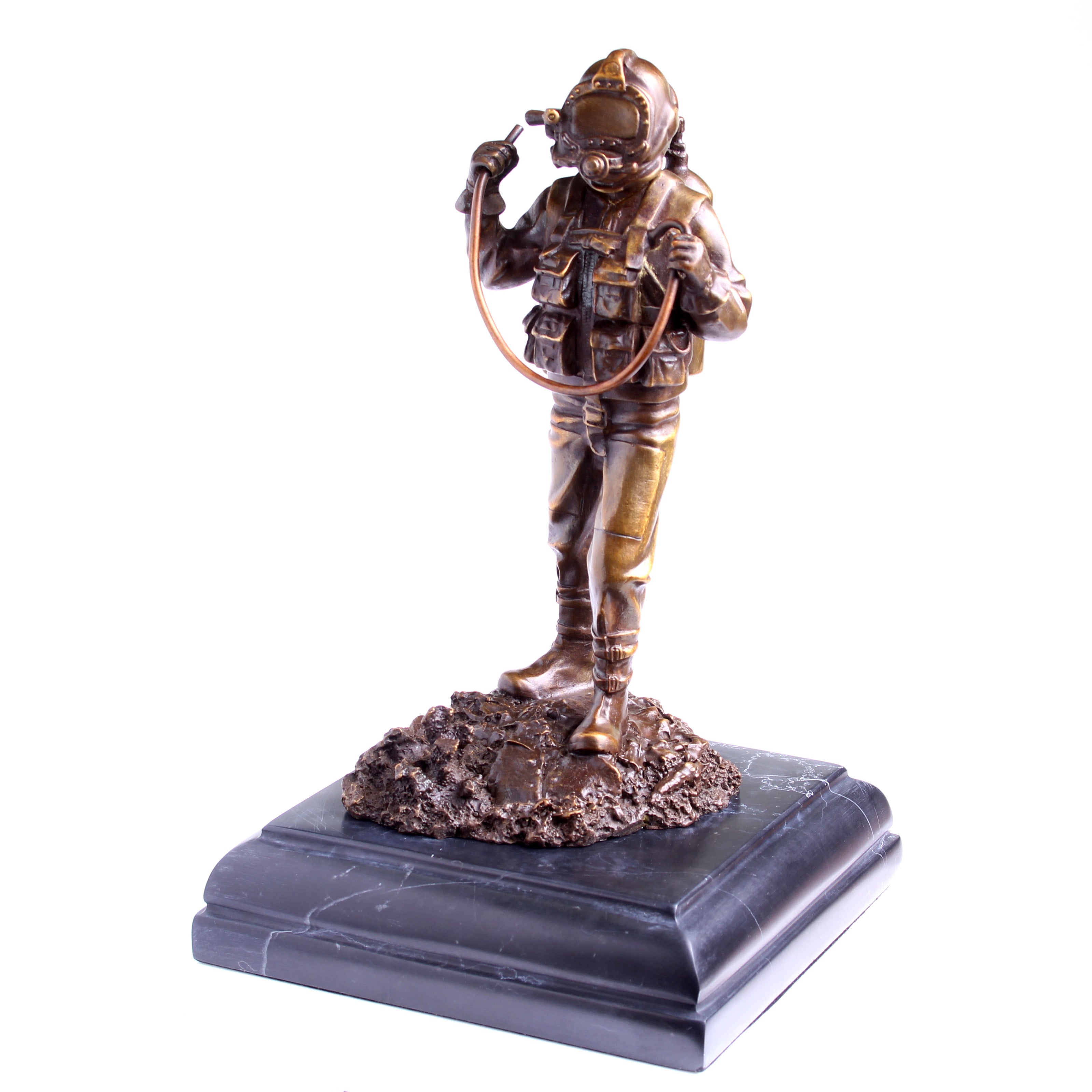 Kirby Morgan® Superlite 17 Diver in Solid Bronze on Granite Base