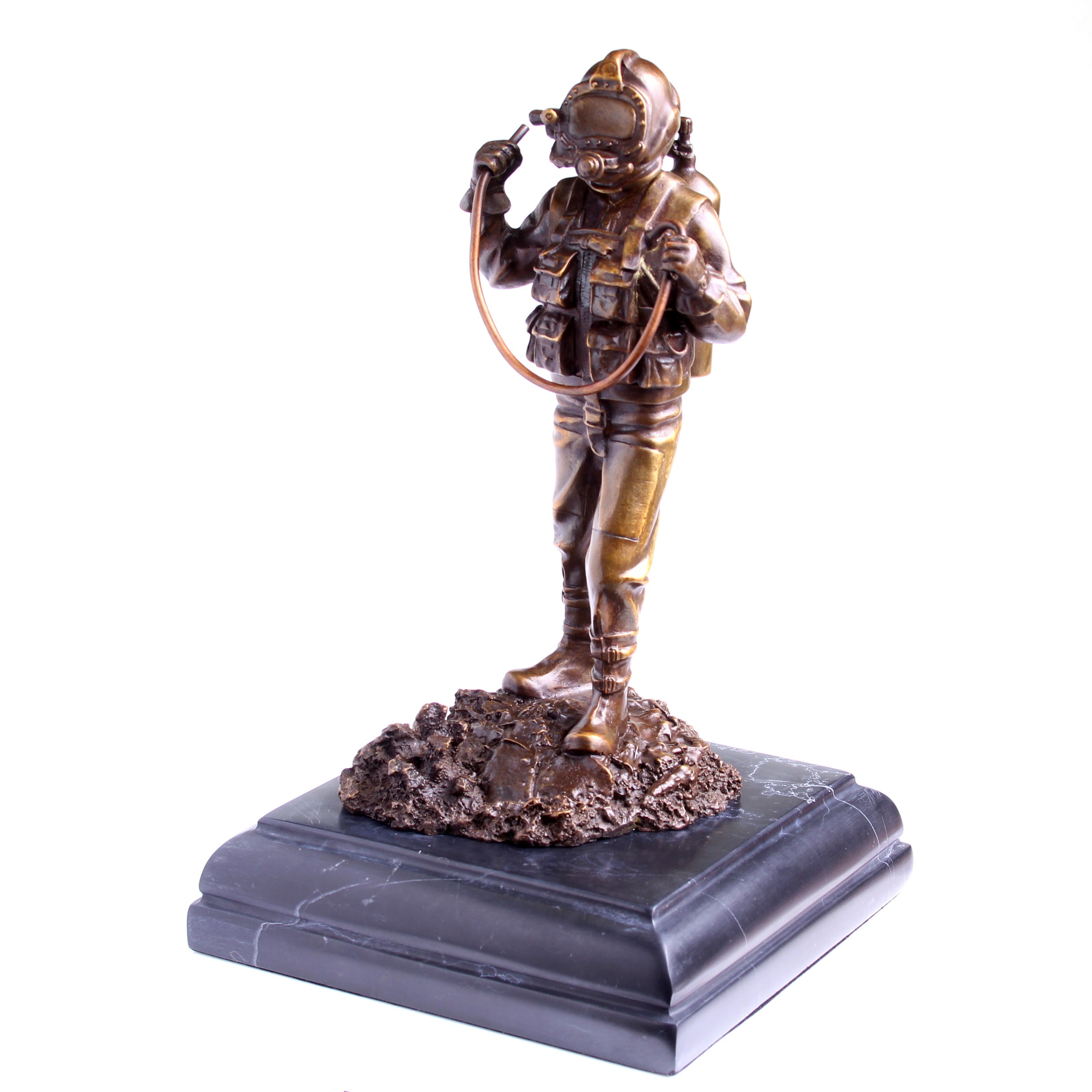 Kirby Morgan® Superlite 17 Diver in Solid Bronze on Granite Base