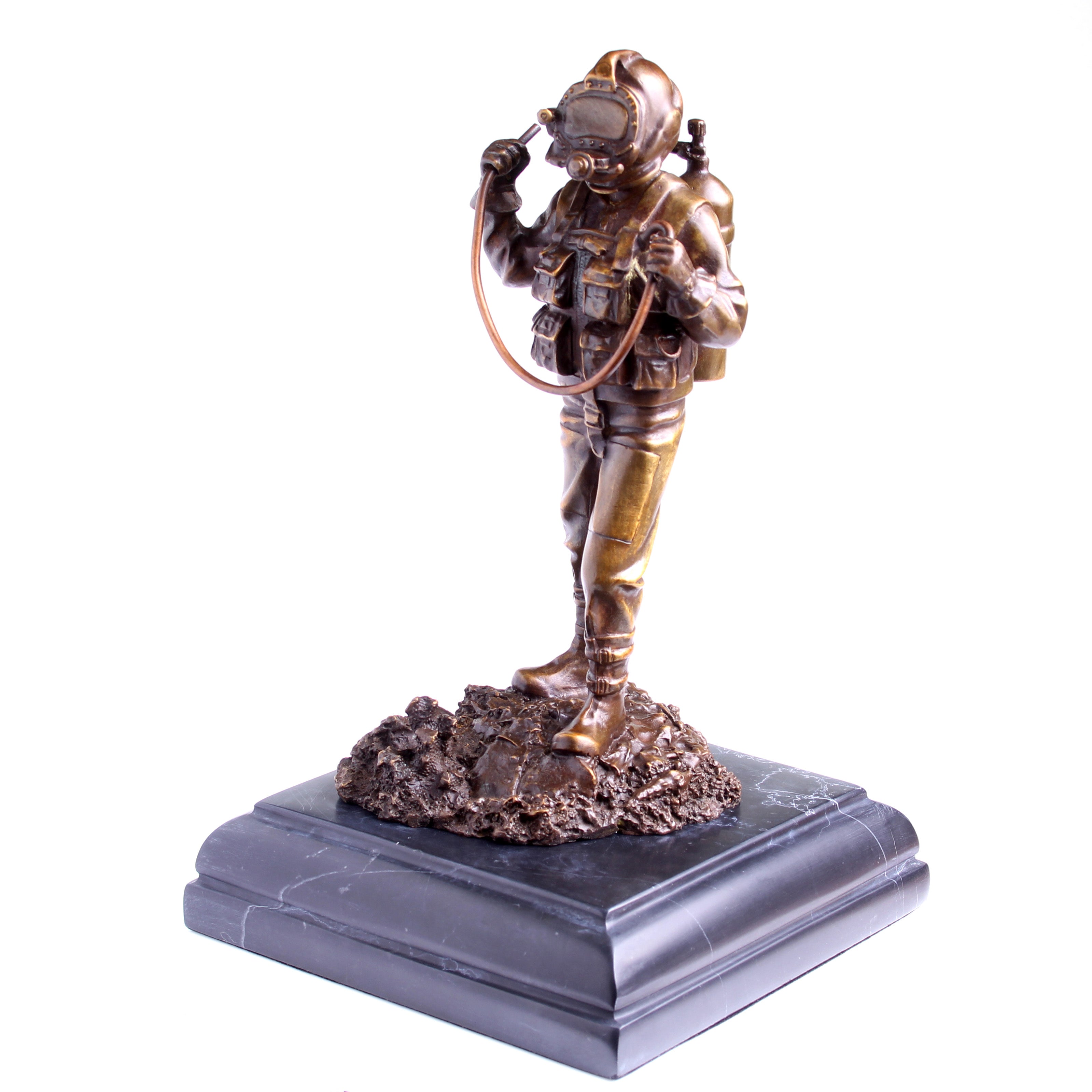 Kirby Morgan® Superlite 17 Diver in Solid Bronze on Granite Base