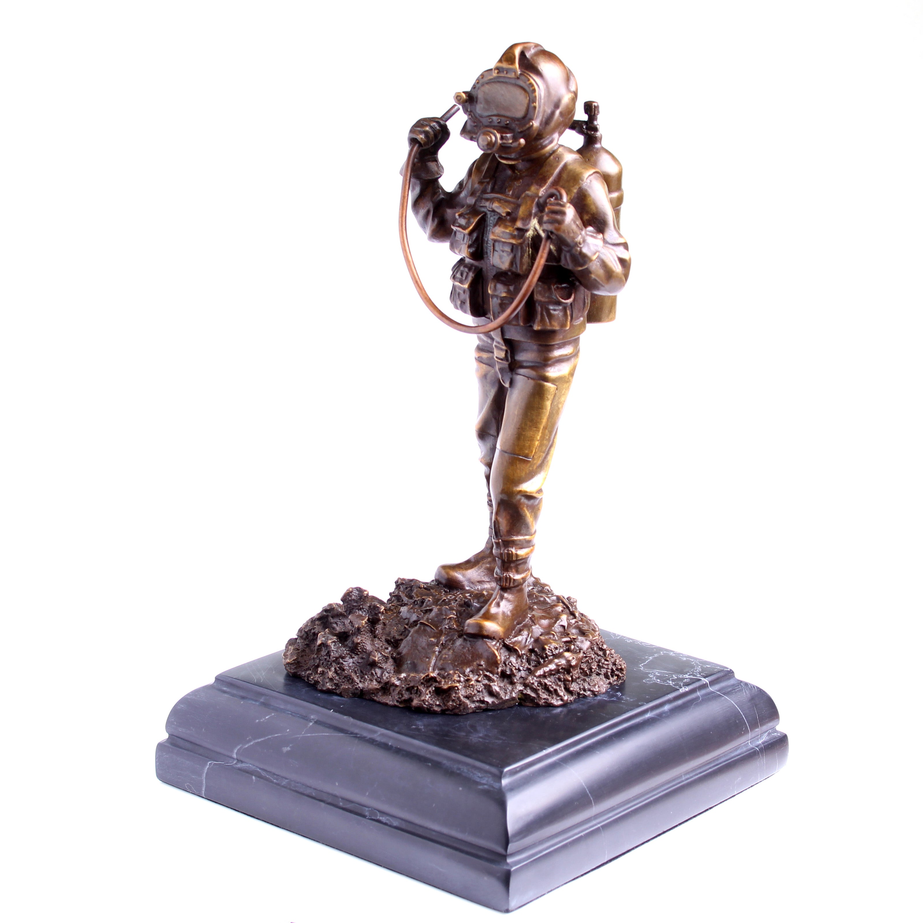 Kirby Morgan® Superlite 17 Diver in Solid Bronze on Granite Base