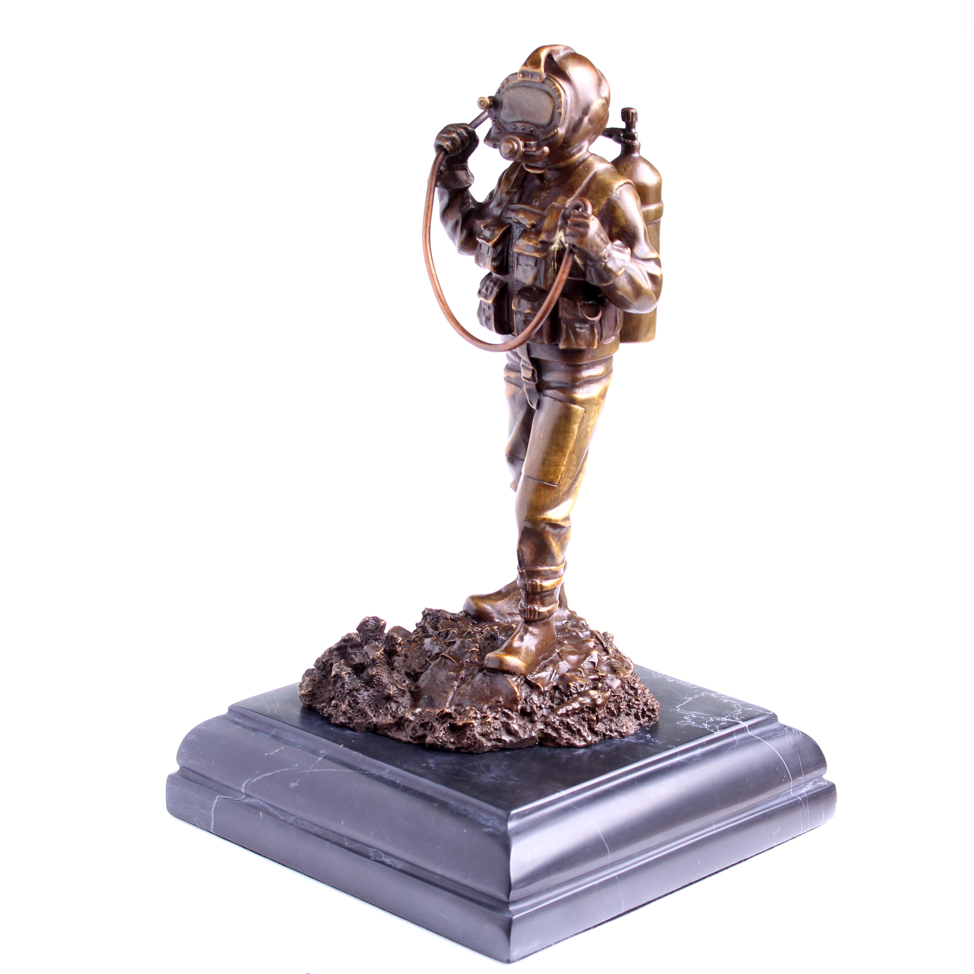 Kirby Morgan® Superlite 17 Diver in Solid Bronze on Granite Base