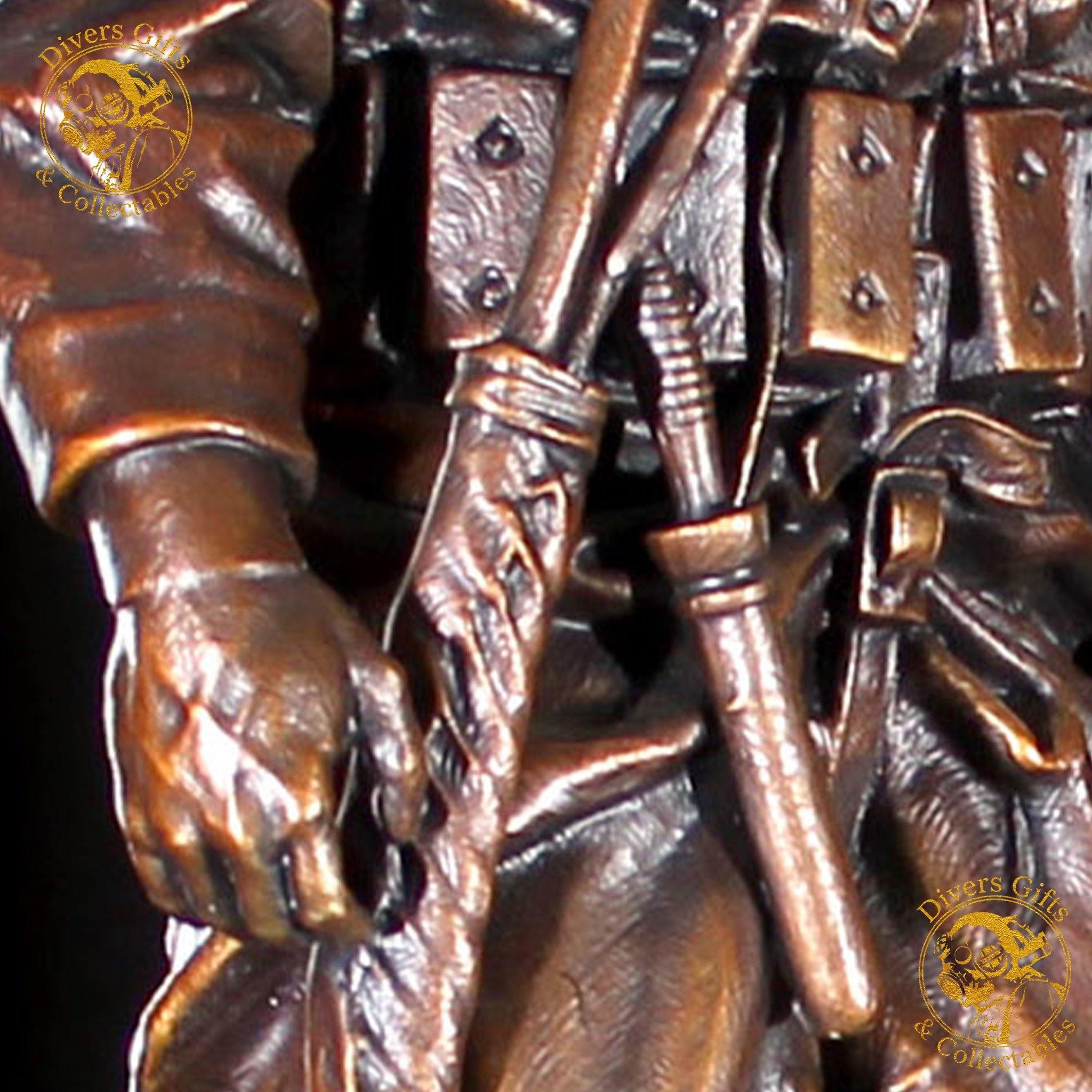 An extremely rare matched pair of MkV Monument and Military Diver Memorial Statuettes - Divers Gifts
