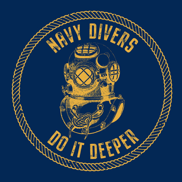 28 - Navy Divers Do It Deeper - T-Shirt (Printed Front and Back) - Divers Gifts