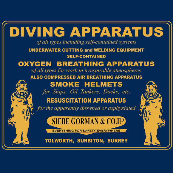 37 - Siebe Gorman vintage advert T-Shirt  (Printed Front and Back) - Divers Gifts