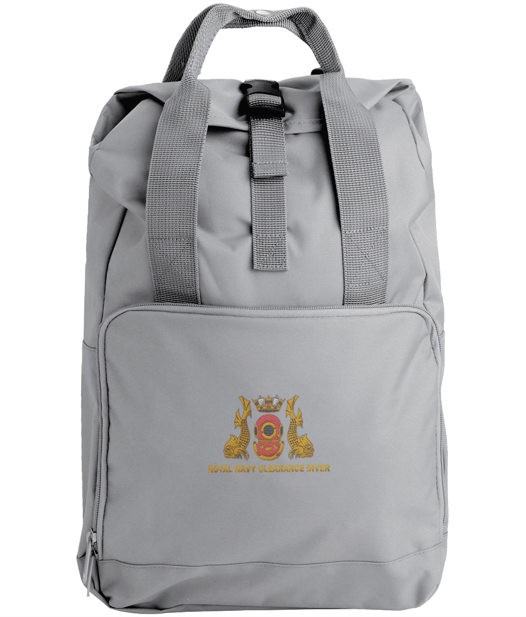 Royal Navy Clearance Diver - Embroidered Twin Handle Roll-Top Backpack - Divers Gifts