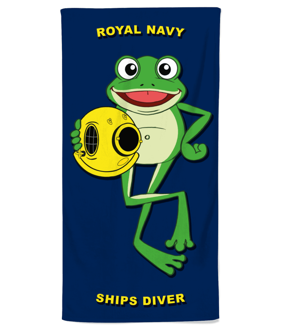 Happy Frog Royal Navy Ships Diver Beach Towel - Divers Gifts