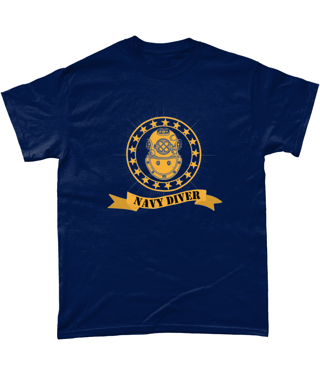 77- Navy Diver - T-Shirt (Printed Front) - Divers Gifts