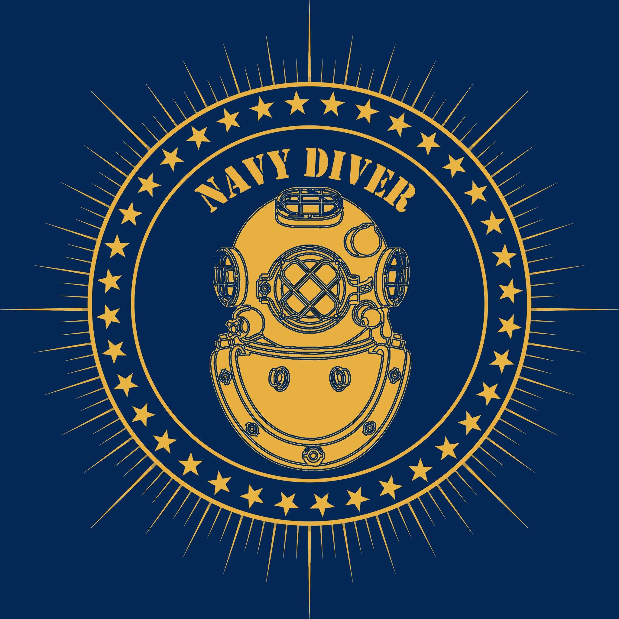 76-Navy Diver - T-Shirt (Printed Front) - Divers Gifts