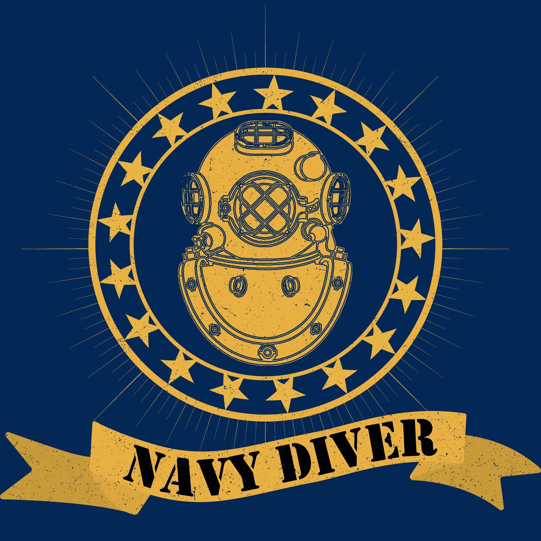 77- Navy Diver - T-Shirt (Printed Front) - Divers Gifts