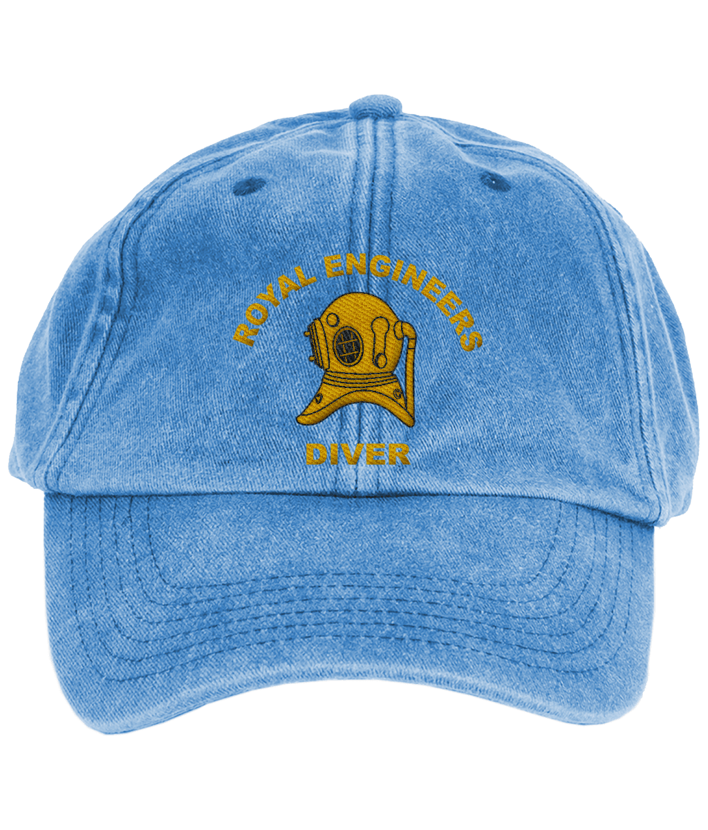 Royal Engineers Diver Embroidered Cotton Cap - Faded Style - Divers Gifts