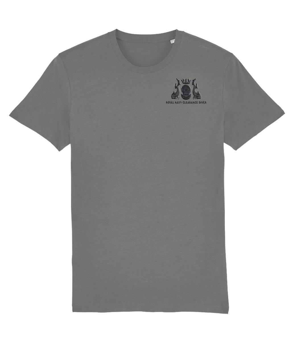 Royal Navy Clearance Diver embroidered T-Shirt (Black and Grey logo) - Divers Gifts