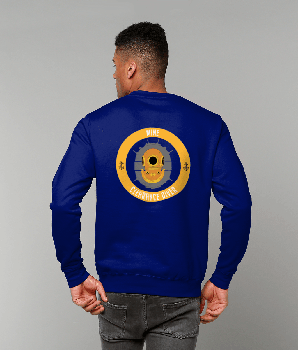 14 - Sweatshirt - Mine Clearance Diver with Mine - (Printed Front and Back) - Divers Gifts