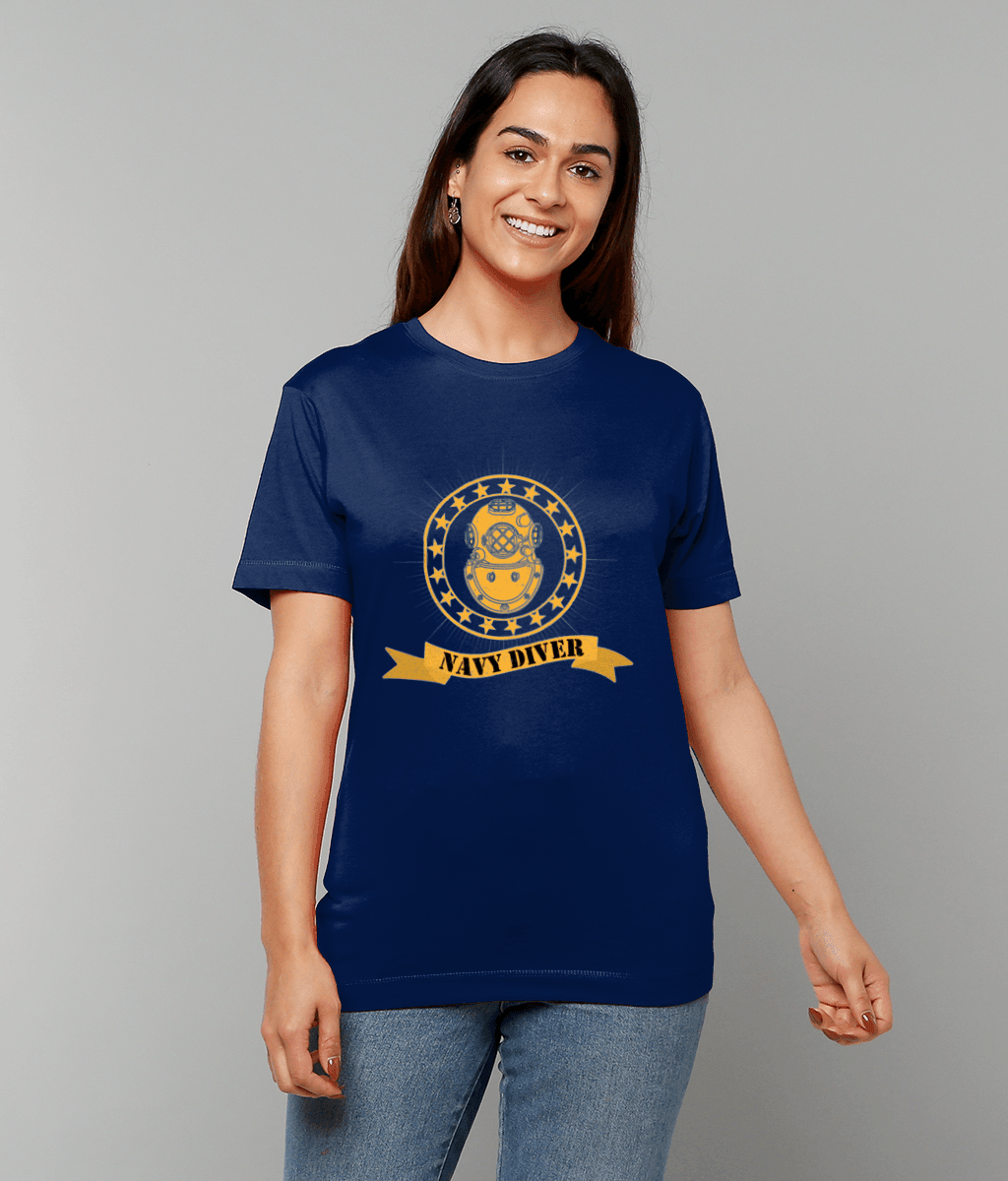 77- Navy Diver - T-Shirt (Printed Front) - Divers Gifts