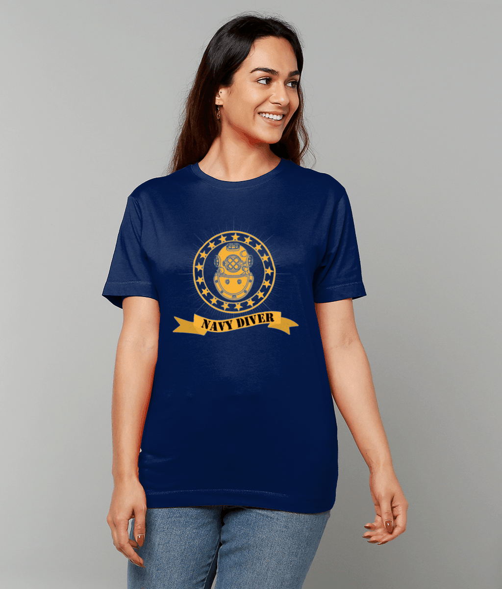 77- Navy Diver - T-Shirt (Printed Front) - Divers Gifts