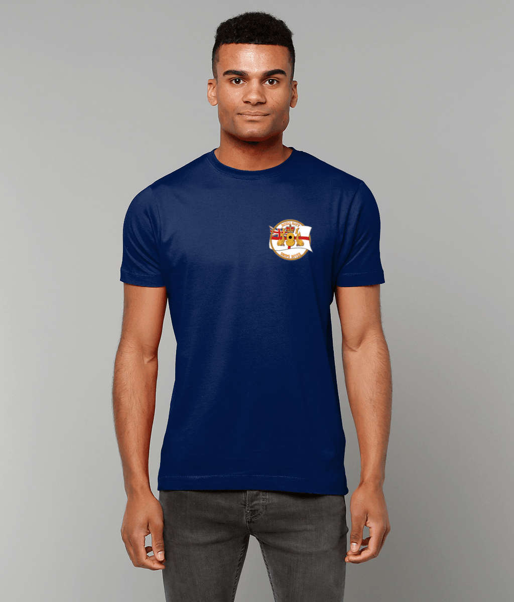 64 - Royal Navy Ships Diver with White Ensign - T-Shirt (Printed on Front) - Divers Gifts