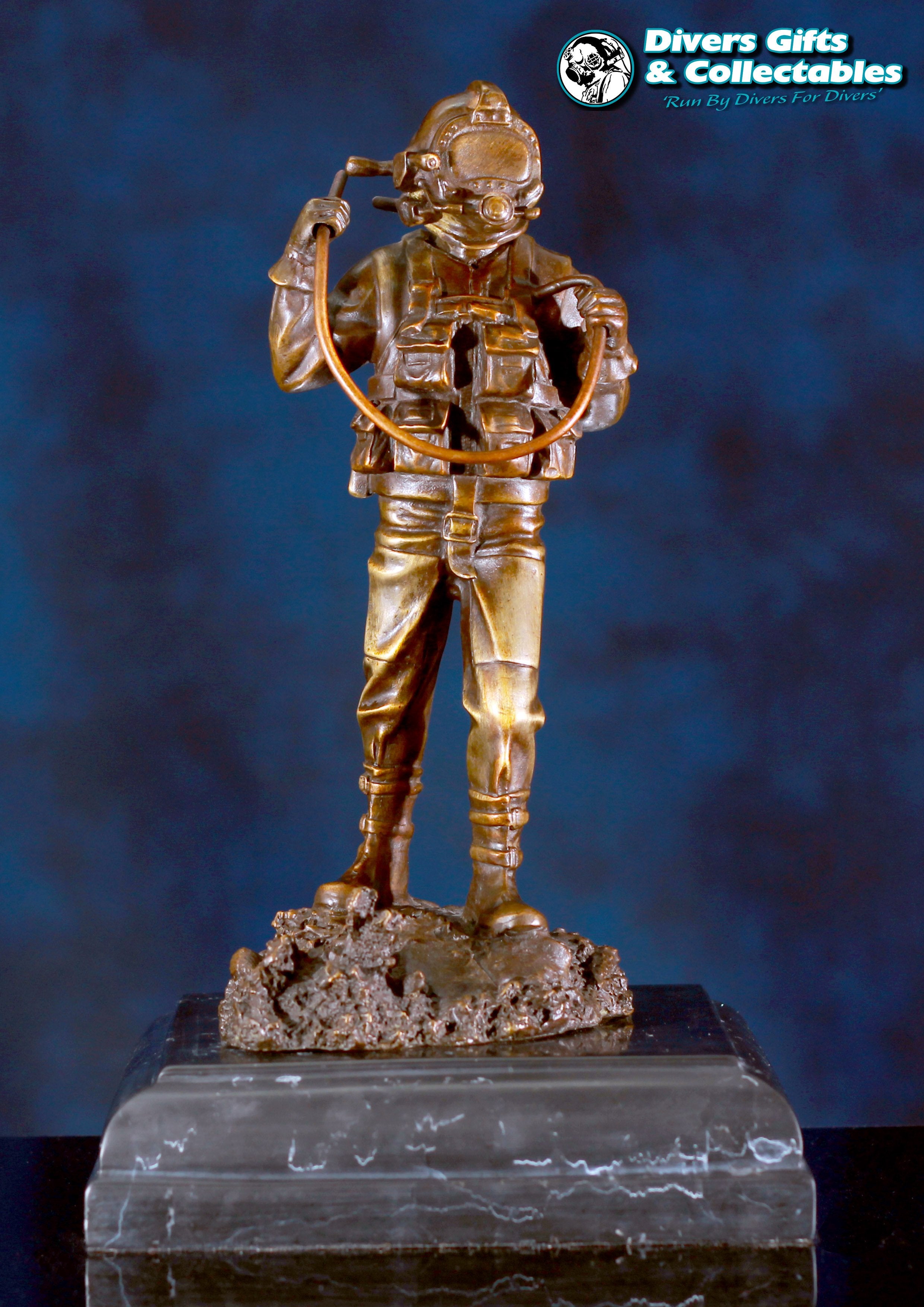 Kirby Morgan® Superlite 17 Diver in Solid Bronze on Granite Base - Divers Gifts