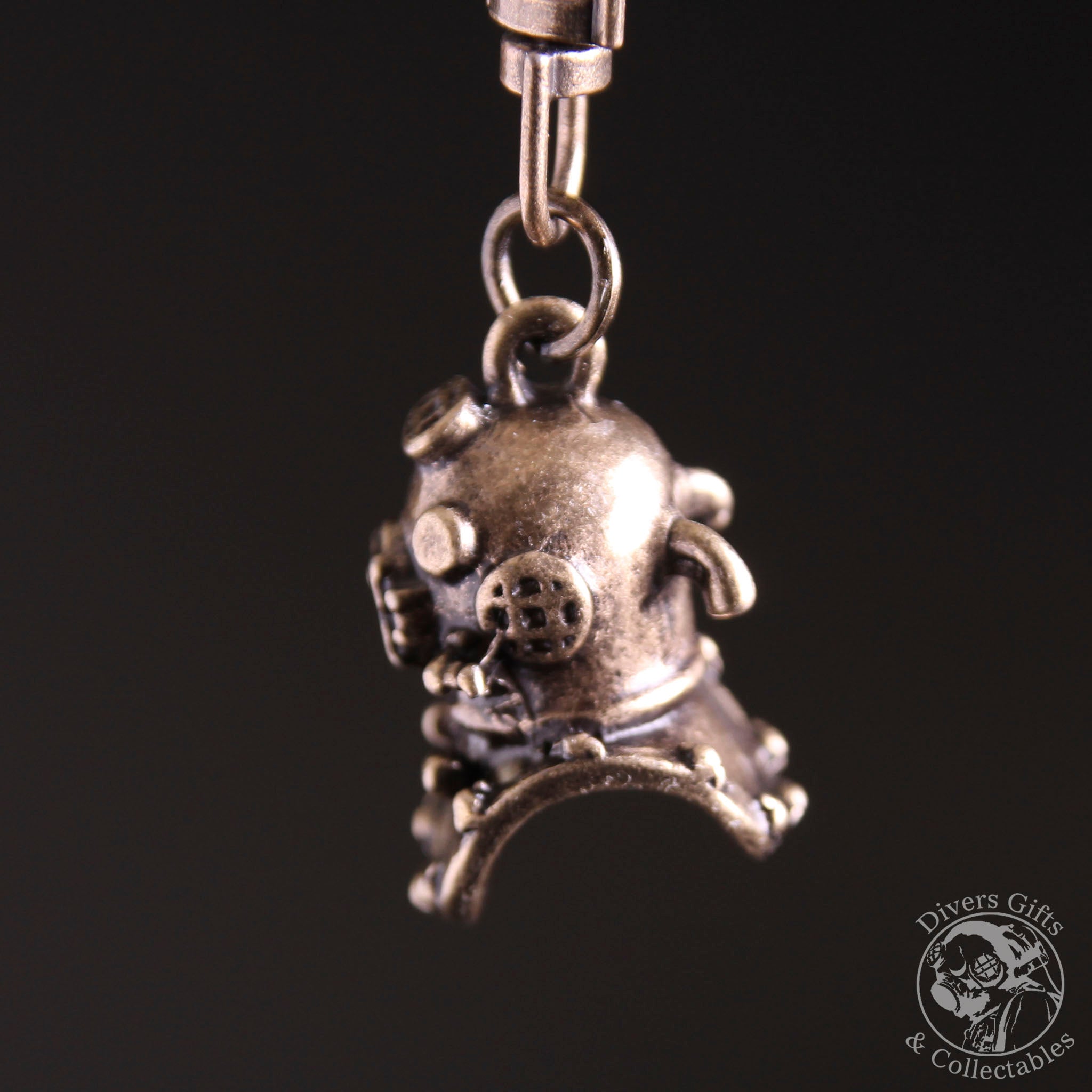 KR-07 MkV Diving Helmet Keyring - Antique Bronze - Divers Gifts