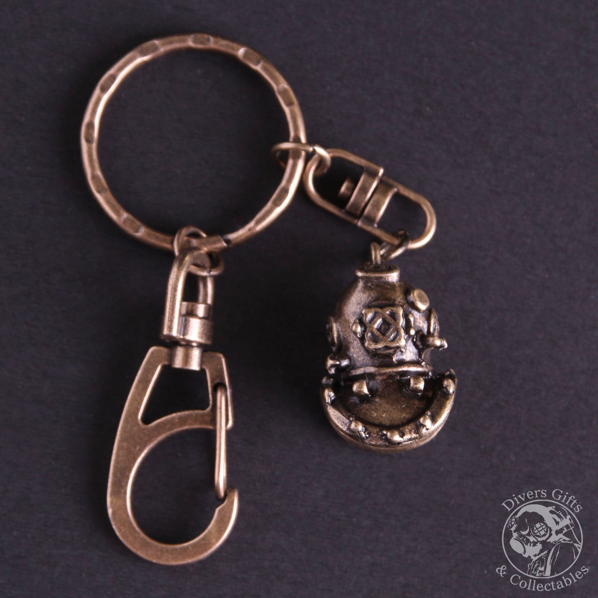 KR-07 MkV Diving Helmet Keyring - Antique Bronze - Divers Gifts