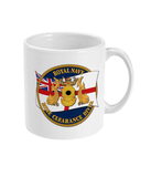 11oz Mug 65 - Royal Navy Clearance Diver with White Ensign - Blue Background - Divers Gifts