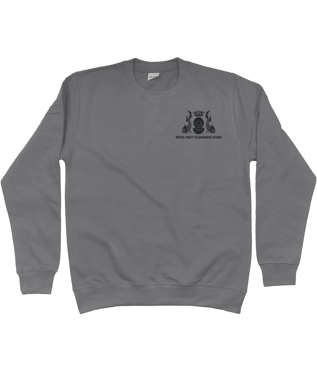 Royal Navy Clearance Diver - Embroidered AWDis Sweatshirt Dark - Divers Gifts