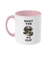 Two Toned Mug - Shut The Fu Cup - Ceramic / White / Antique Pink