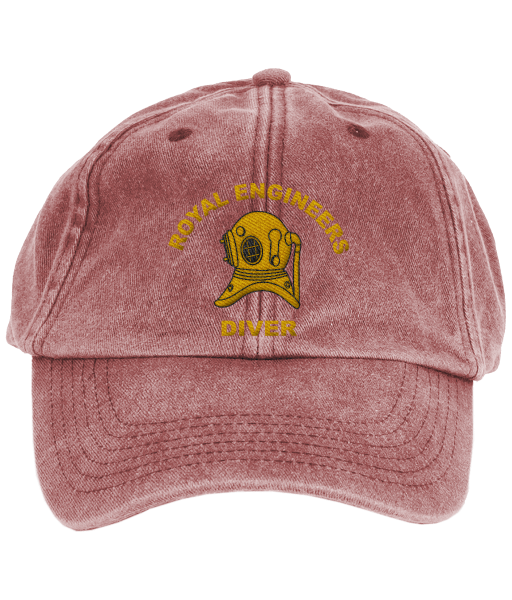 Royal Engineers Diver Embroidered Cotton Cap - Faded Style - Divers Gifts