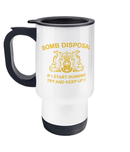 Travel Mug - Try and Keep Up - Yellow Text - Divers Gifts